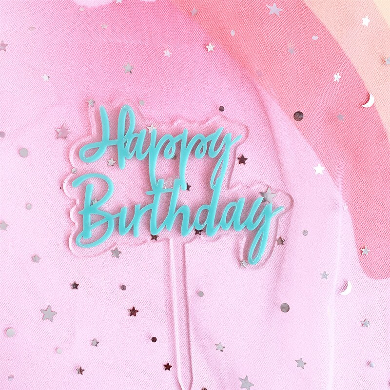 Phụ kiện cắm bánh kem trang trí chữ Happy Birthday nhiều màu sắc