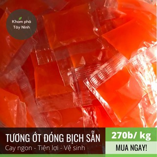 Tương ớt đóng bịch sẳn dùng trong cho đồ ăn vặt và các món bánh tráng trộn
