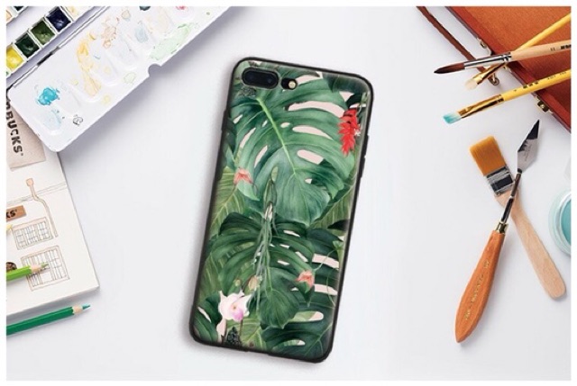 Ốp Lưng Kính Bóng Lá Cọ 13ProMax 12ProMax 11ProMax XSMAX X XS 7Plus FUKISHOP