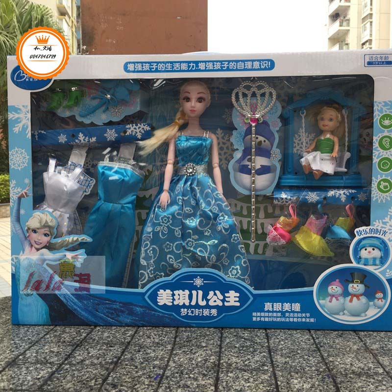 Búp Bê Barbie , công chúa Frozen Thêm Váy búp bê và phụ kiện.