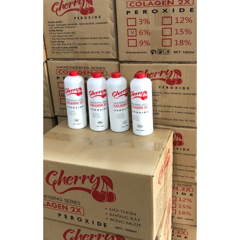 Oxy trợ nhuộm CHERRY COLLAGEN 2X,FREESHIPhỗ trợ nhuộm bảo vệ tóc khỏi tác hại của kem nhộm không rát, mùi  dễ chịu