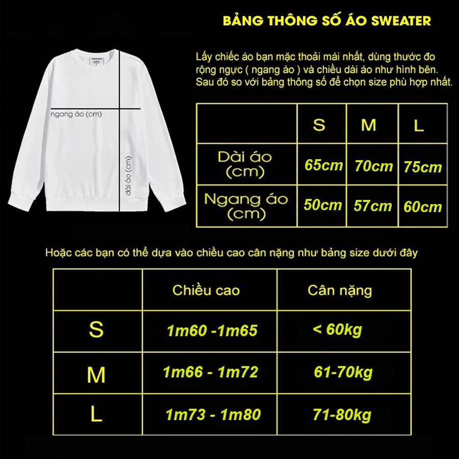 Áo Sweater Nam Nữ Unisex Form Rộng Cổ Tròn In Hình Basic Vải Cotton Da Cá Giữ Nhiệt