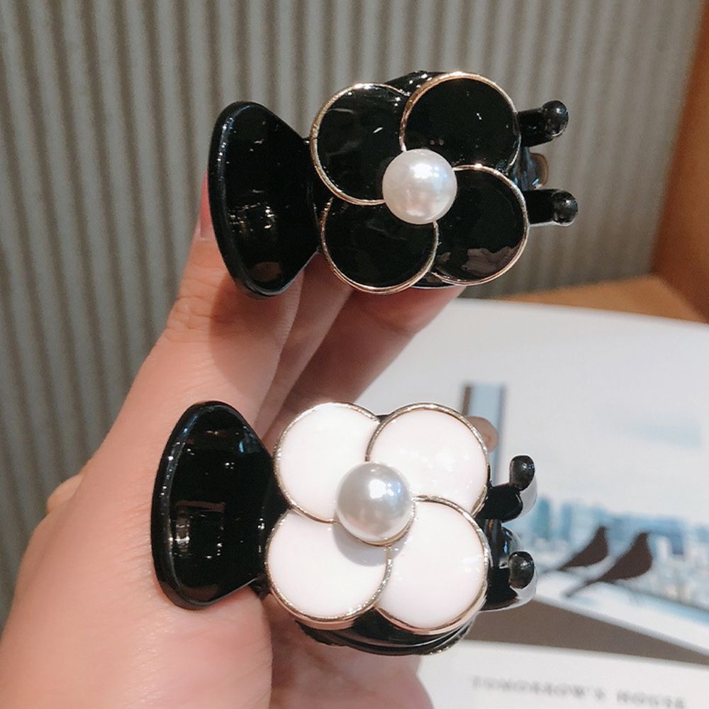 Kẹp tóc hình hoa trà bằng nhựa resin màu trơn thời trang cho nữ