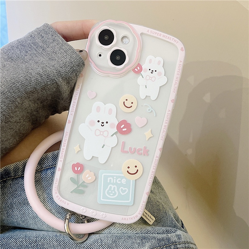 Ốp lưng iphone Ốp Điện Thoại Silicon In Họa Tiết Hoa Kèm Dây Đeo Cho Iphone 13Prp 11 / 12 / 13 / 7 / 8 / PLUS / PROMAX Dinuo case