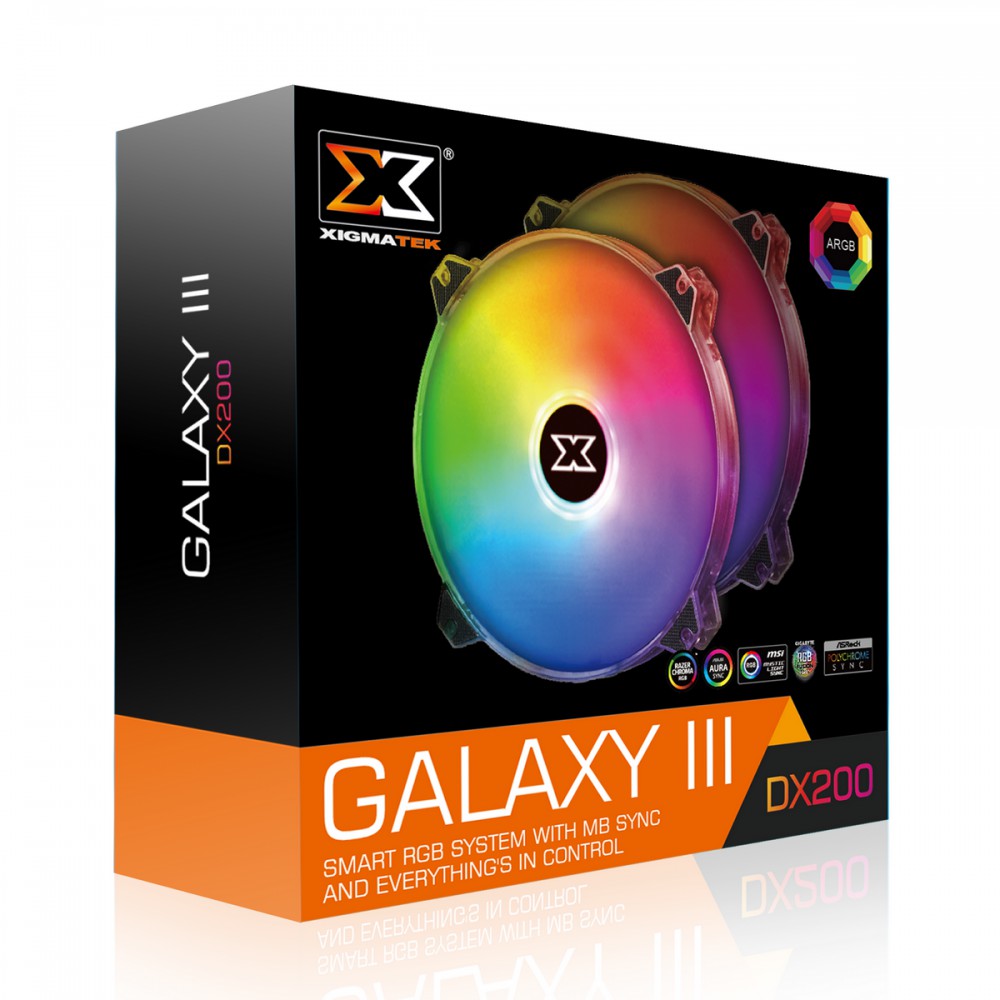 Quạt tản nhiệt XIGMATEK GALAXY III DX200 ARGB( Fan 20cm) (PACK x2, CONTROLLER, POWER HUB)