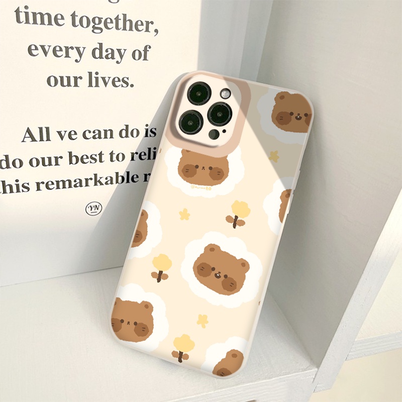 Ốp lưng iphone CUTEỐp iphone đầu gấu nâu BVC cạnh vuông 6/ 6s/7/8 /plus/ X / XS / XR / 11 / 12 /13/ MINI/ PRO/ MAX