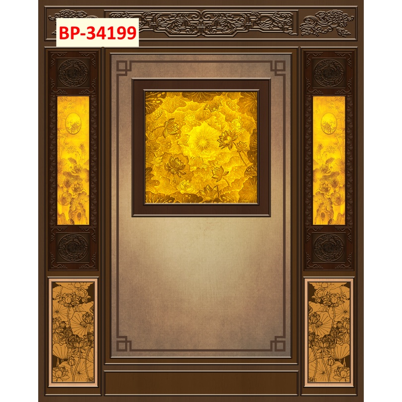 Tranh 3d dán tường phòng thờ, bàn thờ tặng keo và dụng cụ dán