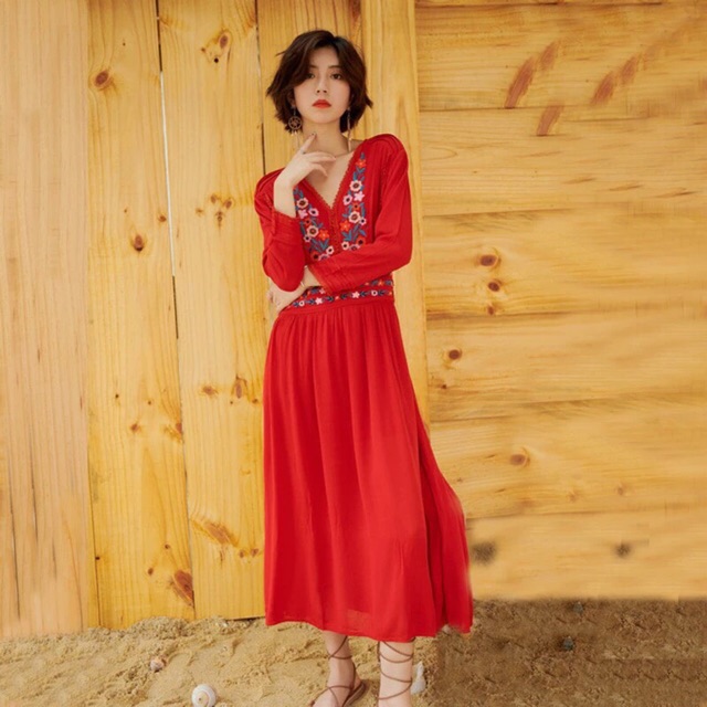 Đầm Váy BOHO bầu bí bon chen dc nha