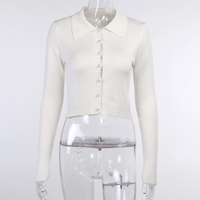 Áo kiểu cardigan dệt kim tay dài cổ lật phối nút thời trang quyến rũ dành cho nữ