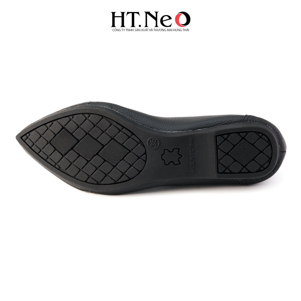 Giày bệt nữ HT.NEO Thiết kế da bò mềm mại, êm chân, kiểu dáng sành điệu đính nơ nổi bật NU97