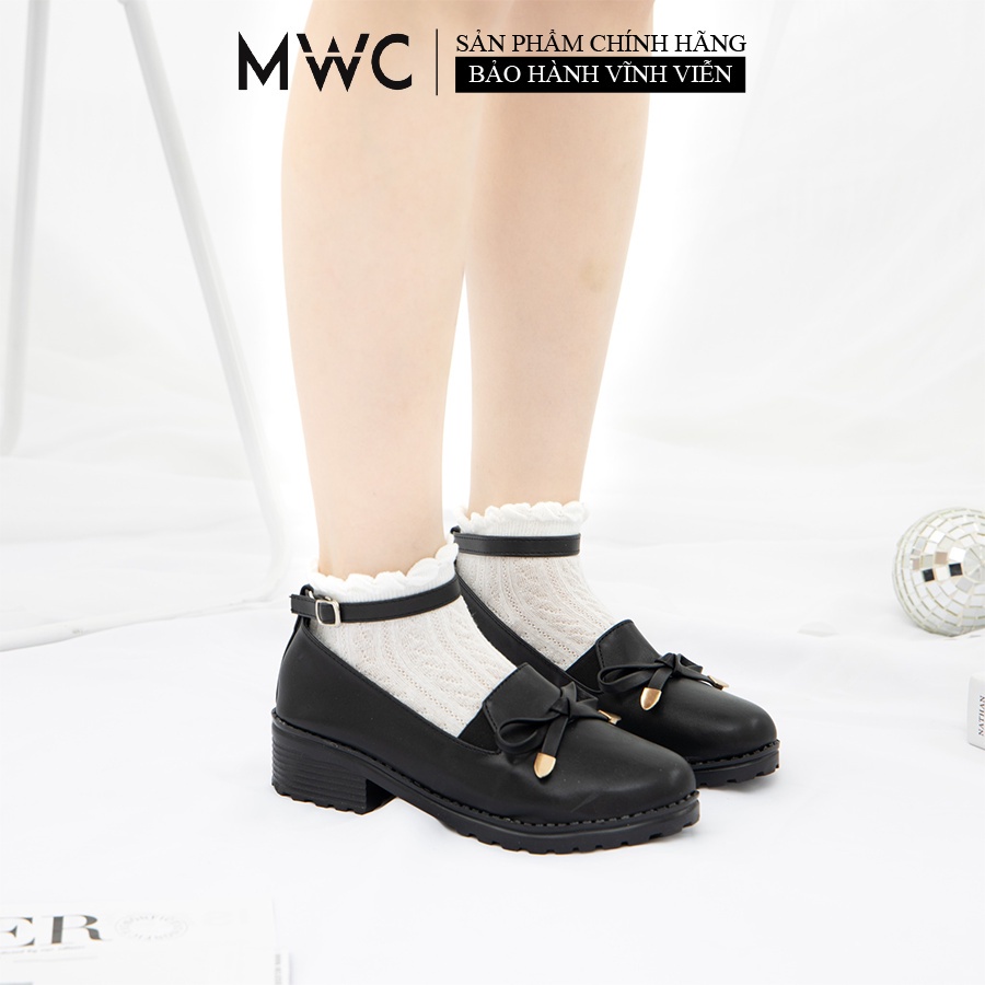 Giày MWC 9605 - Giày Oxford Đế 3CM, Oxford Da Đính Nơ Quai Cài Phong Cách Ulzzang Hàn Quốc