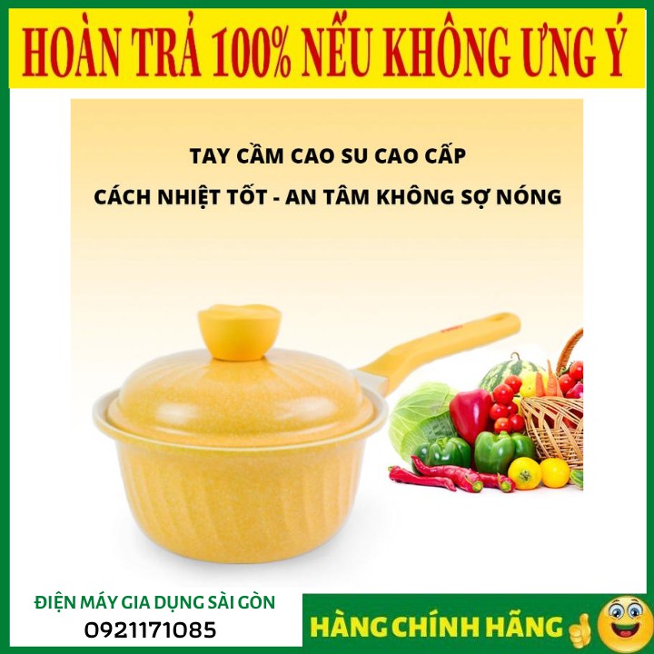 SALE Quánh kháng khuẩn 7 lớp phủ TITANIUM Happy Home Pro chất lượng Hàn Quốc màu vàng size 18cm ❤️RẺ VÔ ĐỊCH❤