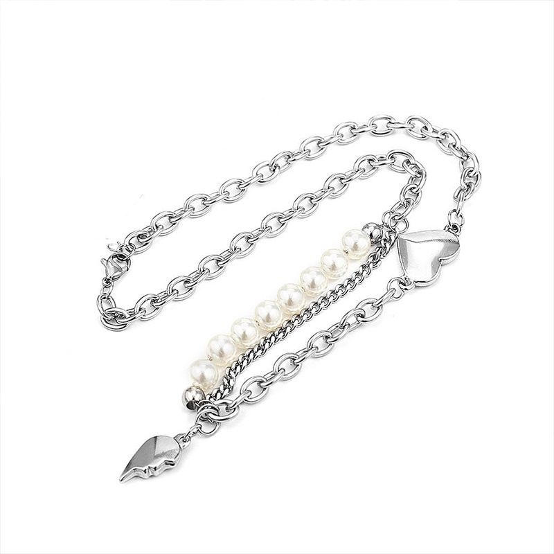 Vòng Cổ choker Thép Titan Nhẹ Hình Trái Tim Phong Cách hip hop Ngọt Ngào Sang Trọng Thời Trang Mới Cho Nữ