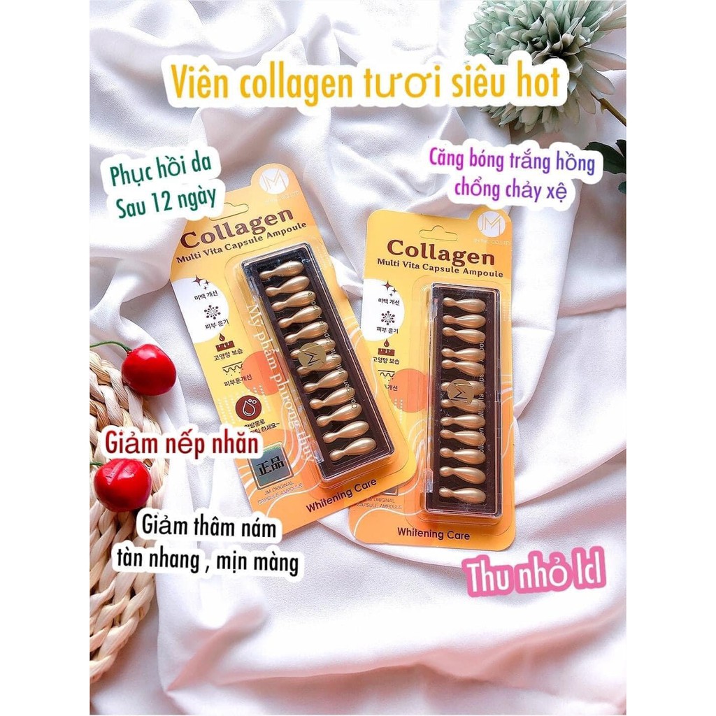 (Vỉ 12 viên) Collagen tươi chống lão hóa JM Collagen Multi Vita Capsule Ampoule (12 viên x 400mg)