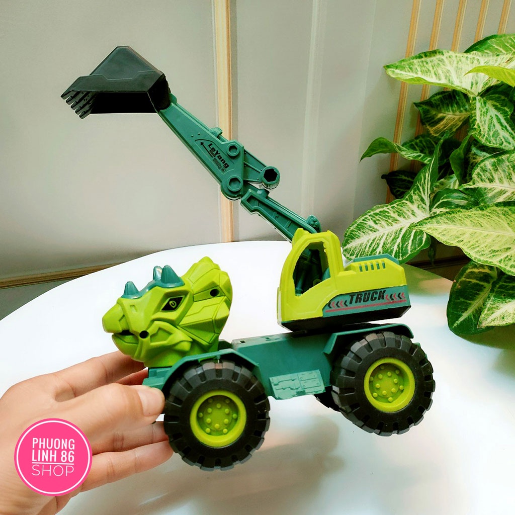 Khủng long đồ chơi cho bé trai xe ben chở mô hình khủng long cỡ lớn  thoả sức sáng tạo D21