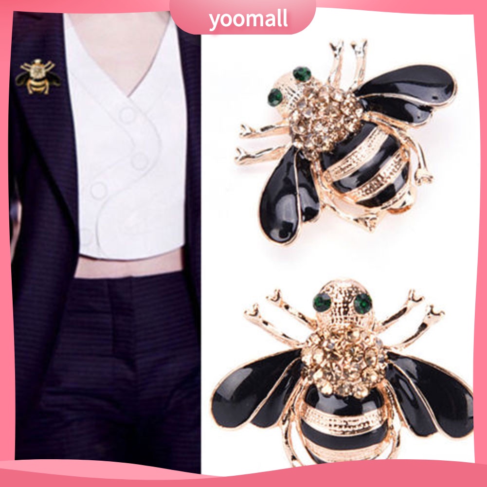 Ghim cài áo hình con ong đính đá phong cách thanh lịch dành cho nữ