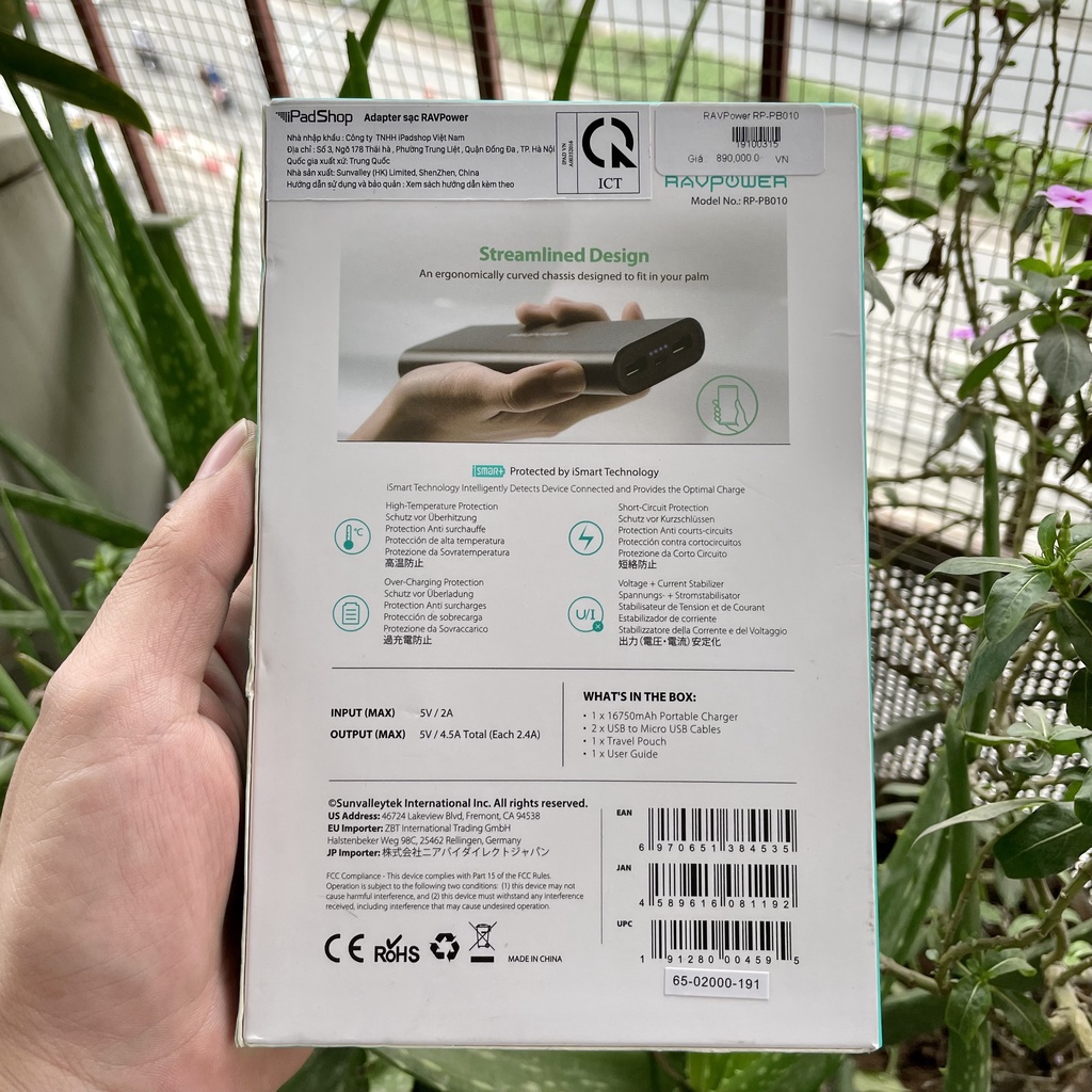 Sạc Dự Phòng Slim Thon Gọn Ravpower RP-PB010 - 16750 mAh - Vỏ Nhôm - 22.5W - Hàng Nhập Khẩu Chính Hãng - Bảo Hành 1 Năm