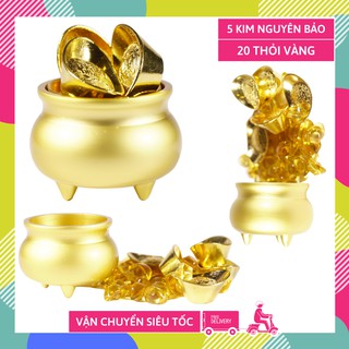 Tụ bảo bồn hủ đồng phong thủy chiêu tài nạp lộc - 10 thỏi vàng đồng