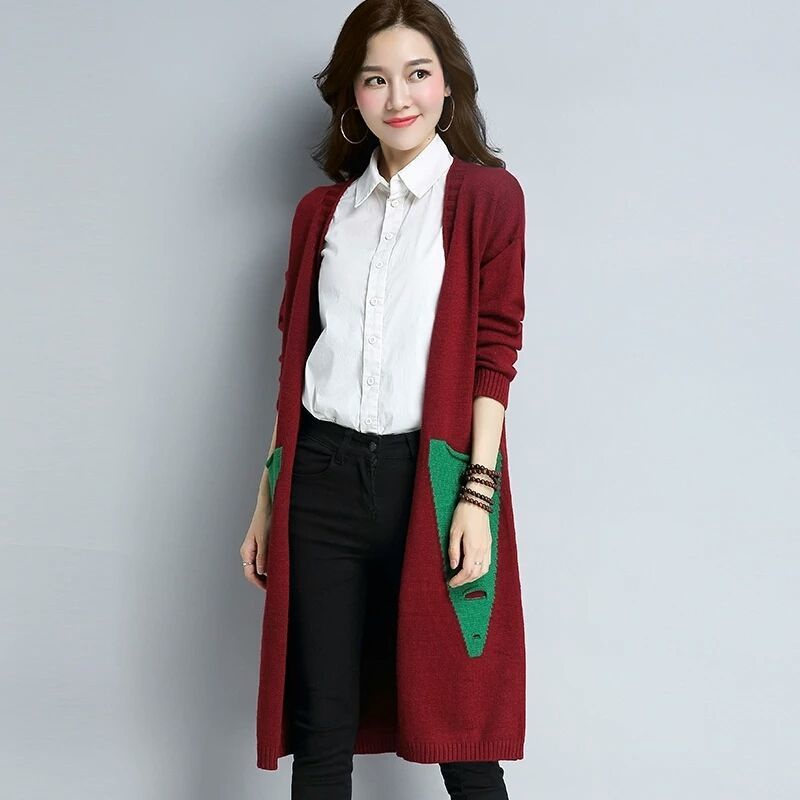 Áo Khoác Cardigan Dệt Kim Dáng Rộng Thời Trang Xuân Thu Phong Cách Hàn Quốc Cho Nữ