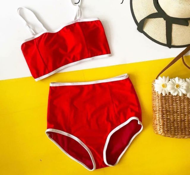 Bikini đỏ viền trắng | BigBuy360 - bigbuy360.vn
