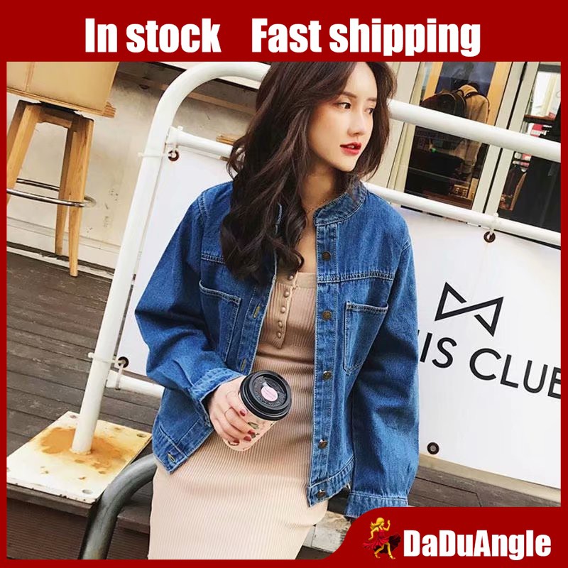 Daduhey Áo khoác jeans thời trang cho nữ