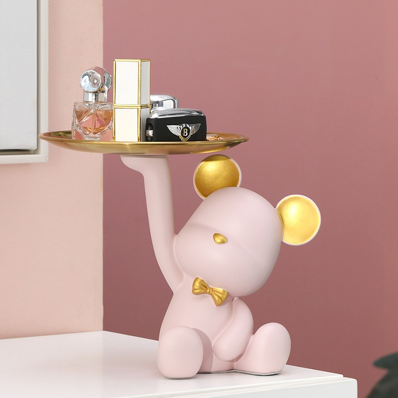 Khay Đựng Đồ Trang Trí Nhà Cửa Hình Gấu Bằng Nhựa Resin