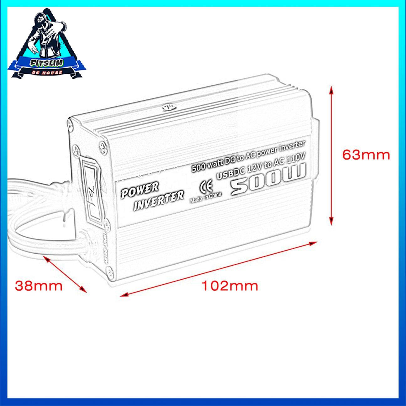 POWER Bộ Chuyển Đổi Nguồn Điện 500w Dc Sang Ac Dc 12v Sang 110v 220v Ac Cho Xe Ô Tô