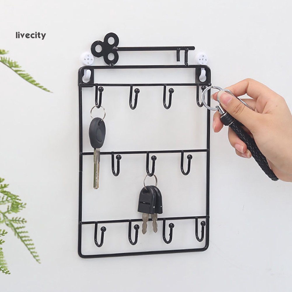 Giá Đỡ Treo Chìa Khóa / Nón 11 Móc Bằng Sắt Gắn Tường Trang Trí Nhà Cửa