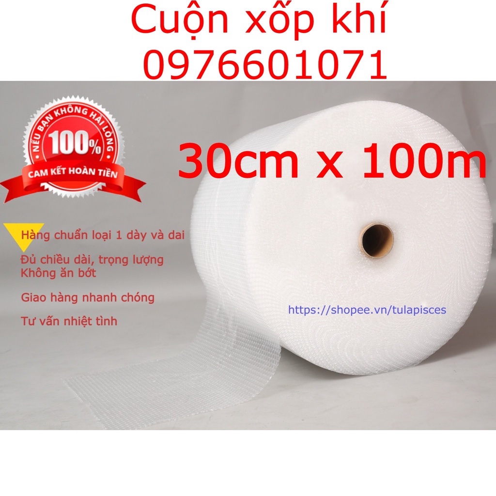 Cuộn Xốp Khí 30cmx100m, Bọc Chống Sốc