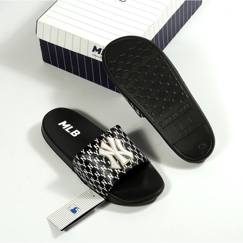 Dép MLB Quai Ngang Logo Thêu NY, LA