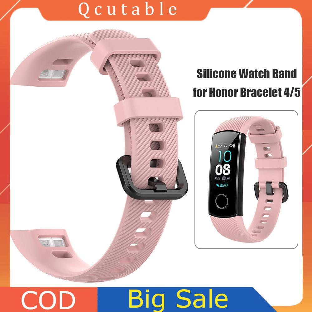 Silicone Wrist Strap Watch Band w/Steel Buckle for Huawei Honor Band 5/4