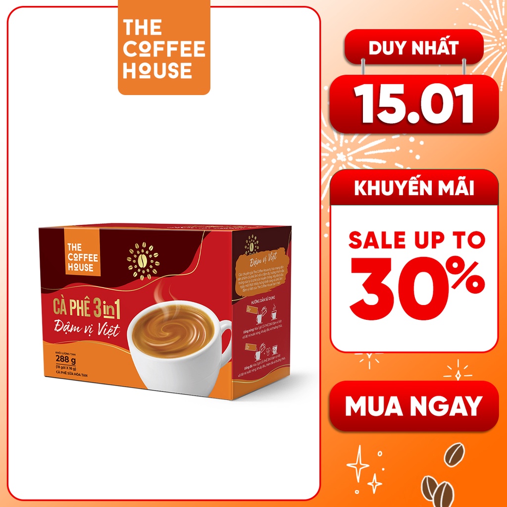 Cà phê sữa đá hòa tan  The Coffee House Đậm vị Việt - Hộp 18 gói x 16gr
