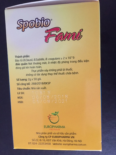 Men Vi Sinh dạng bào tử Spobio Fami dùng cho người bị bệnh đại tràng, bệnh đường ruột mãn tính | BigBuy360 - bigbuy360.vn