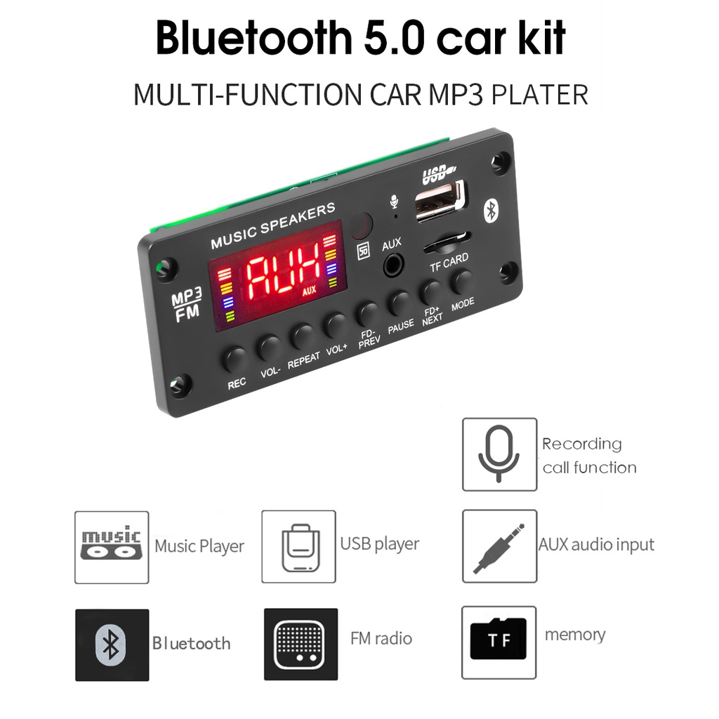 Bộ Khuếch Đại Âm Thanh Nổi 2*25W DC 7V 12V 15V Kết Nối Bluetooth MP3 AUX TF