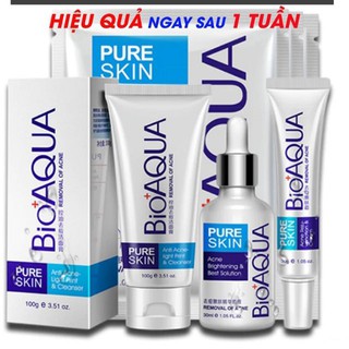 Kem trị mụn, mặt nạ trị mụn, sữa rửa mặt, serum trị mụn bioaqua bộ trị mụn 4 món hiệu quả