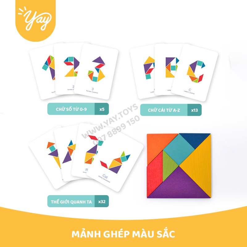 [5 MẪU ] Trò Chơi Colorful Tangram - MIDEER &amp; TOI