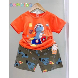 Bộ cộc tay khủng long cotton xuất hàn cho bé