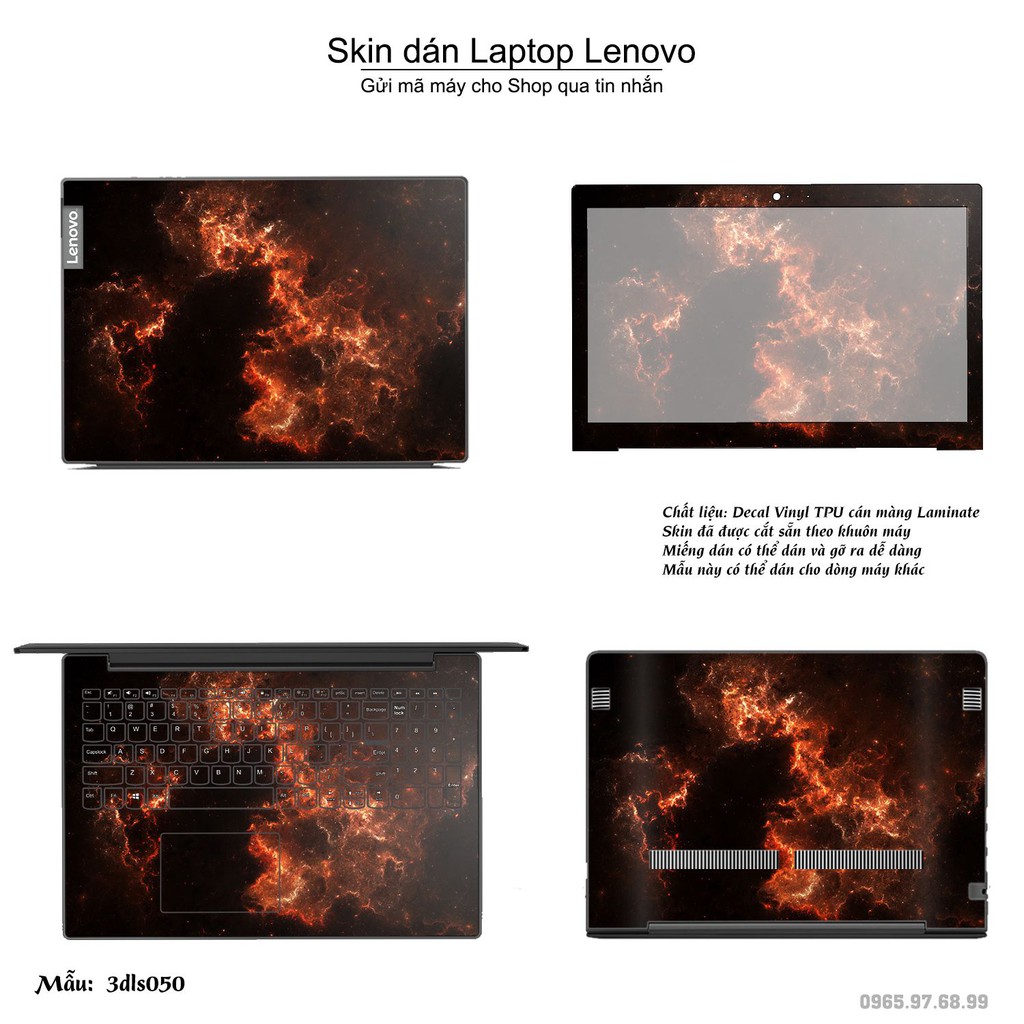 Skin dán Laptop Lenovo in hình 3Ds (inbox mã máy cho Shop)