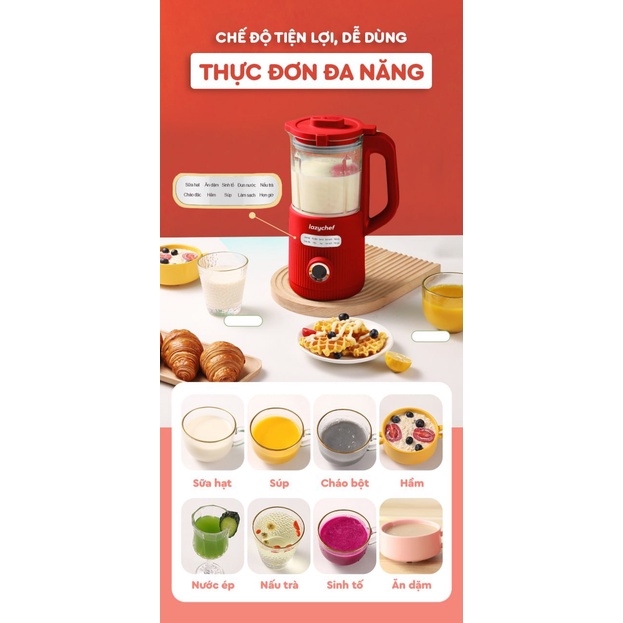 Máy Xay Nấu Đa Năng 9 Chức Năng Lazychef dung tích 1200ml