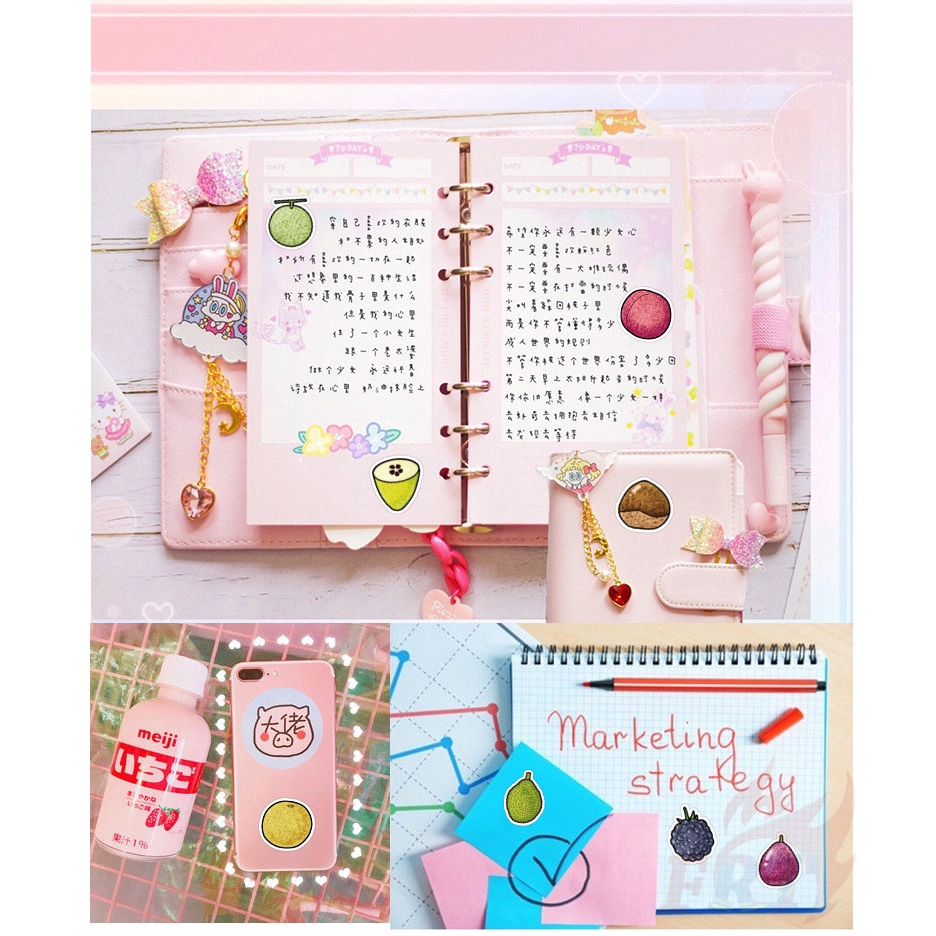 Set 40 miếng dán họa tiết trái cây trang trí đa năng