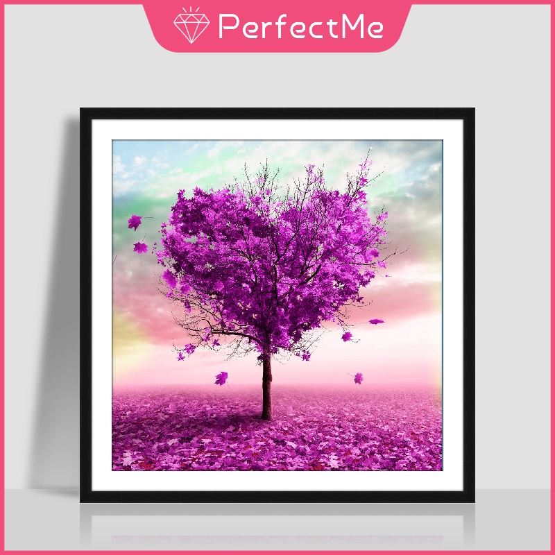 Bộ tranh đính đá 5D tự làm 30x30cm hình phong cảnh trái tim trang trí tường