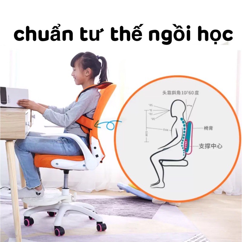 (Sẵn)Ghế Học Sinh Chống Gù Cận + Đai Chống Gù + Kê Chân