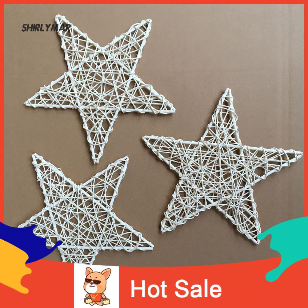 ஐSr Rattan Vine DIY Star Wreath Garland Party Christmas Tree Window Decor Ornament