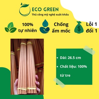 Đũa gỗ tre già tự nhiên Eco Green Giá sỉ, Xuất khẩu thay thế đũa inox, đũa ăn cơm chống mốc cao cấp (Bamboo Chopsticks)