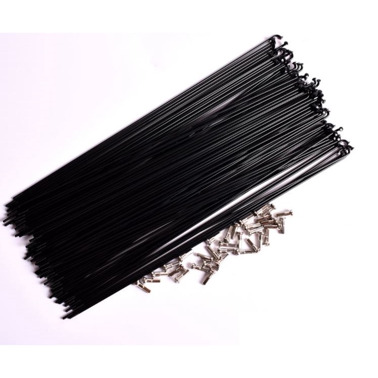 Bộ Căm Xe Đạp 64 Cây Đầu J HT Spokes 26 / 27.5 / 29 / 700c 14G 2.0 Màu Đen Kèm Chân Căm