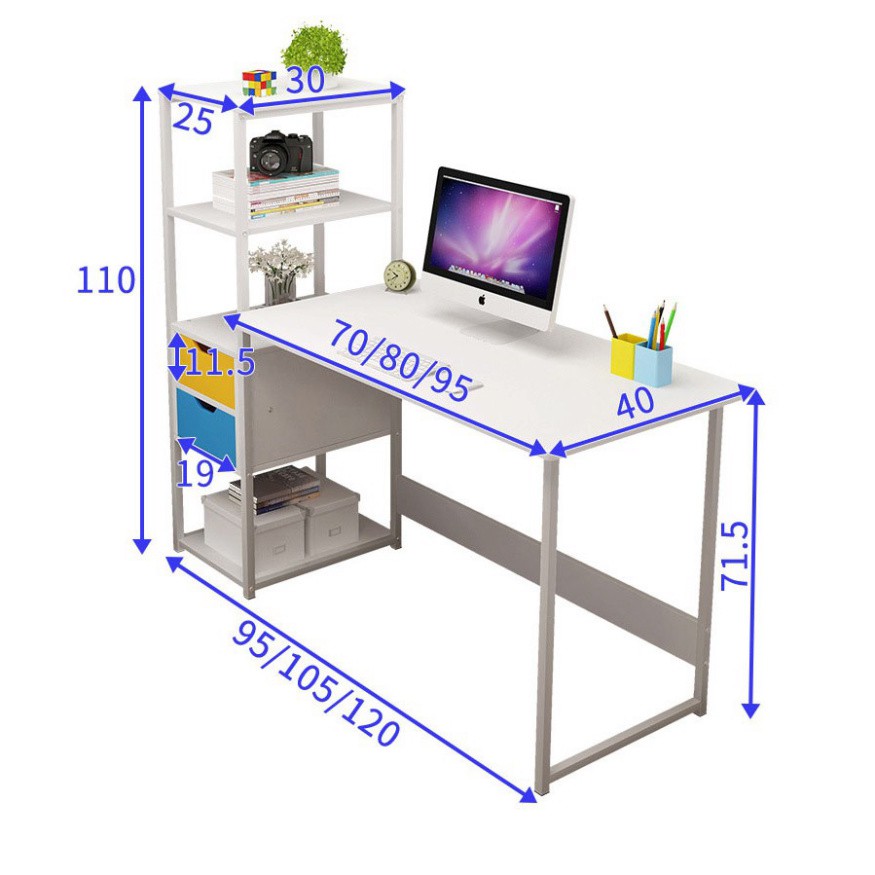 Bàn để máy tính dài 105cm có ngăn kéo chất liệu gỗ MDF dễ dàng lau chùi