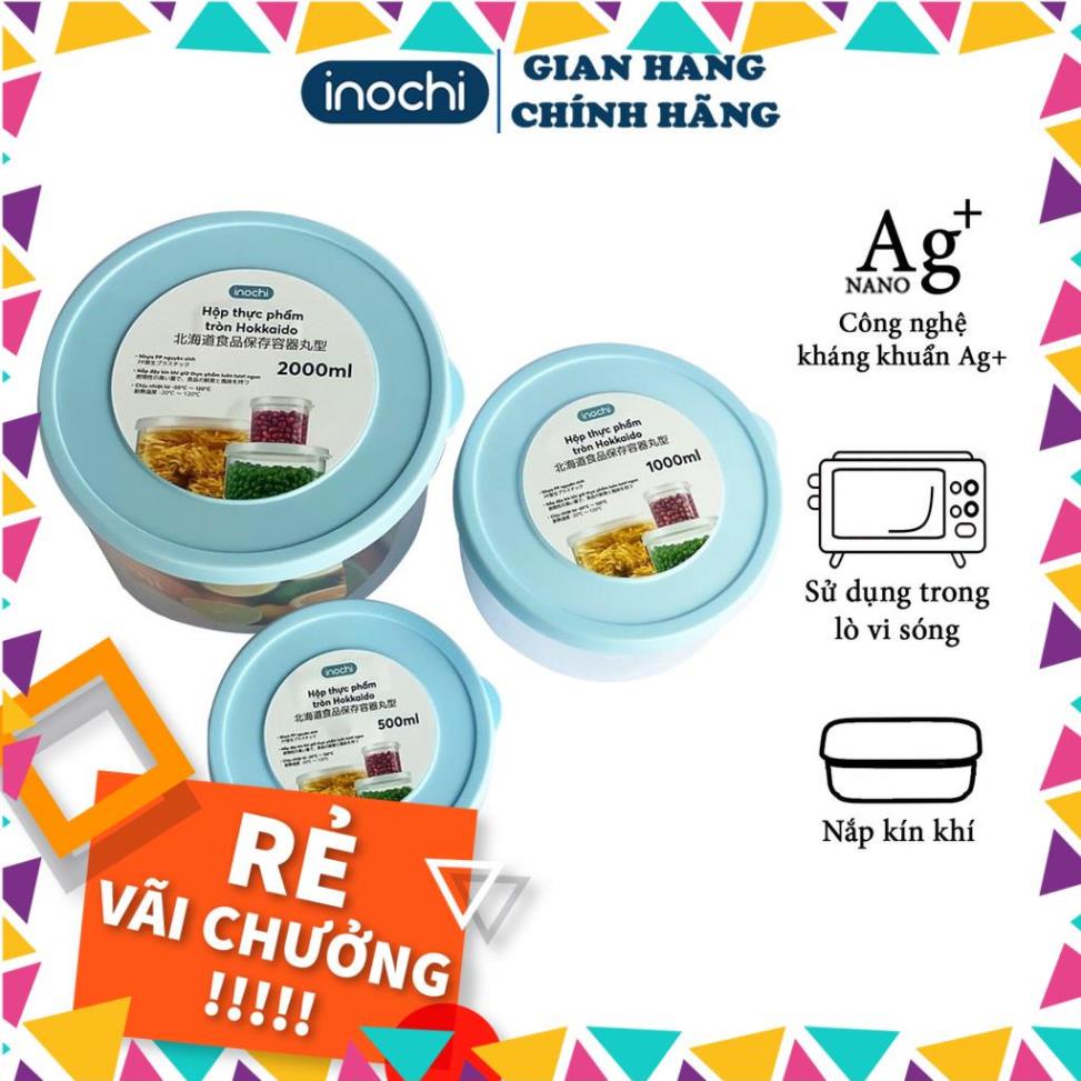 Set 3 Hộp thực phẩm Nhựa Đựng đồ Thức Ăn Thực Phẩm Hokkaido nhựa Tròn INOCHI Nhựa Trong Suốt 500-1000-200ml BOTPTN