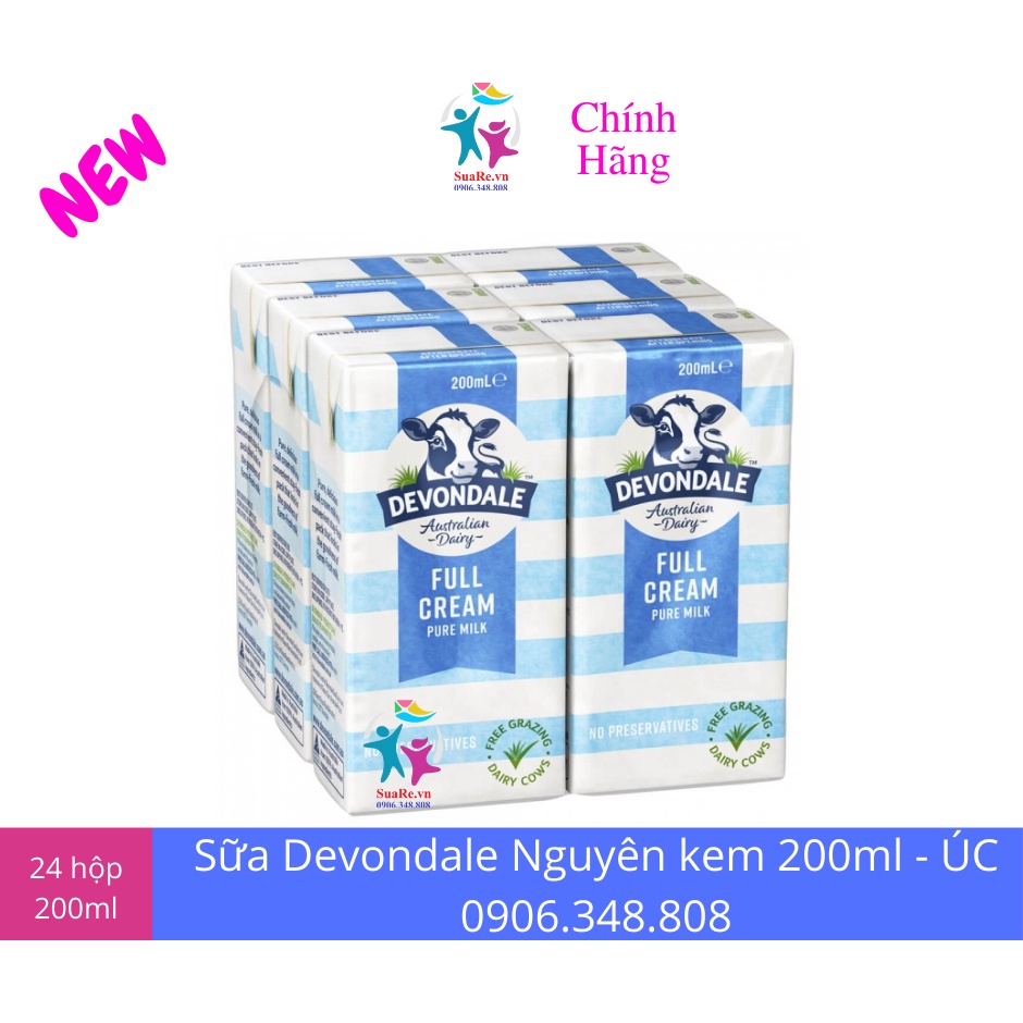 Thùng 24 Hộp Sữa DEVONDALE Sữa Tươi Nguyên Kem 200ML - Sữa Úc Nhập Khẩu