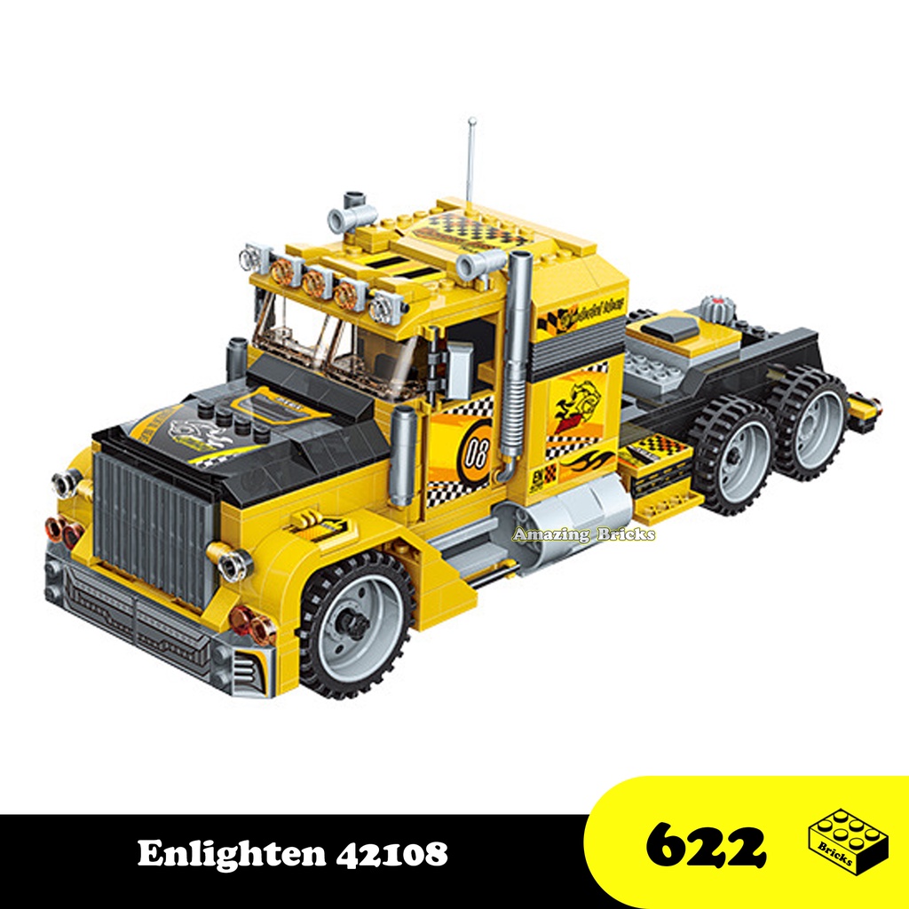 Đồ chơi Lắp ráp Xe Container đầu kéo, Enlighten 42108 Xếp hình thông minh biến đổi 3 dạng mô hình [6