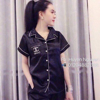 Bộ ngủ lụa trơn pjama cộc siêu hót